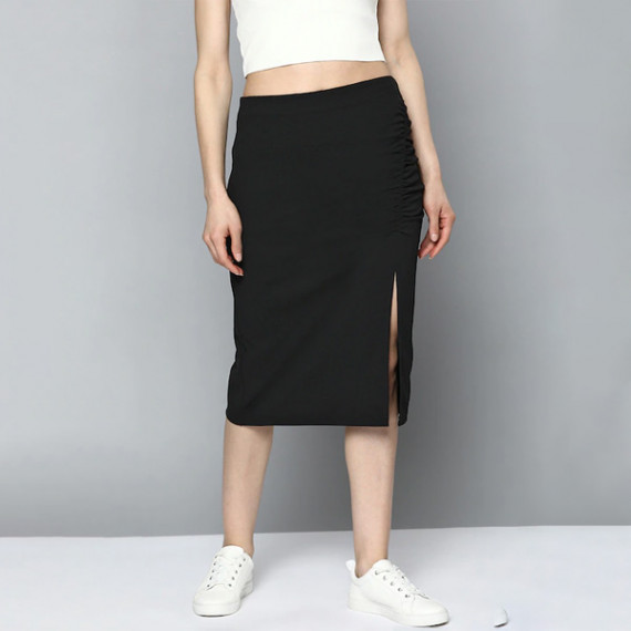 https://goldensgrove.in/products/women-black-pure-cotton-solid-ruched-straight-skirt