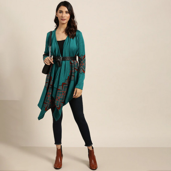 https://goldensgrove.in/products/women-teal-green-black-geometric-patterned-longline-waterfall-shrug