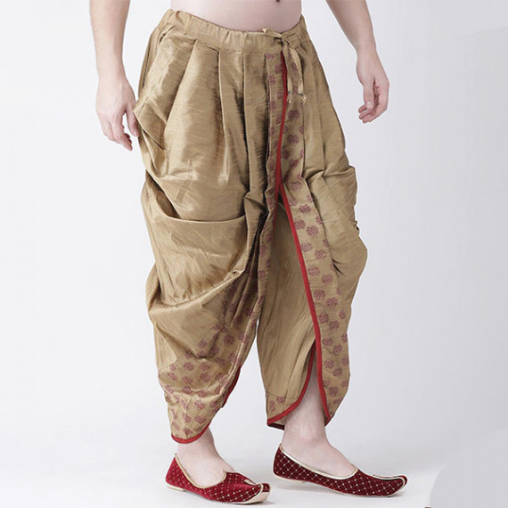 https://goldensgrove.in/products/men-beige-red-printed-dupion-silk-dhoti-pants