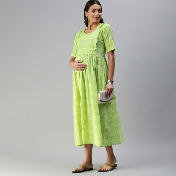 https://goldensgrove.in/products/lime-green-woven-design-handloom-maternity-a-line-midi-dress