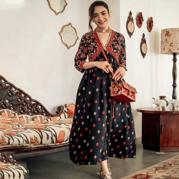 https://goldensgrove.in/products/black-orange-ethnic-motifs-printed-maxi-dress