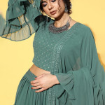 Gorgeous Green Embroidered Ready to Wear Lehenga Choli with Dupatta