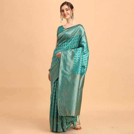 https://goldensgrove.in/products/green-gold-toned-silk-blend-fusion-leheriya-saree